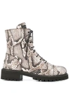 GIUSEPPE ZANOTTI SNAKESKIN EFFECT COMBAT BOOTS