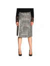 ERMANNO SCERVINO SKIRT IN PRINCE OF WALES FABRIC WITH POLKA DOT SLIT,11034836