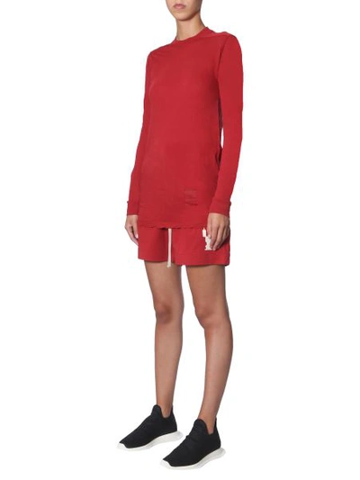 Rick Owens Drkshdw Long Sleeved T-shirt In Red