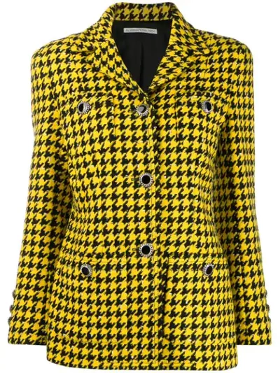 Alessandra Rich Houndstooth Wool-blend Tweed Jacket In Yellow