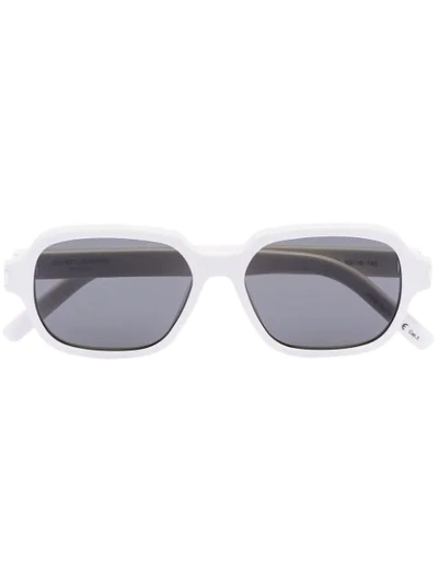 Saint Laurent Eyewear 椭圆框太阳眼镜 - 白色 In Weiss