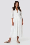 NA-KD V-Shape Flowy Puff Sleeve Dress White