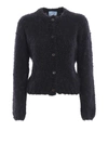 PRADA BOUCLE CASHMERE BLEND CROP CARDIGAN