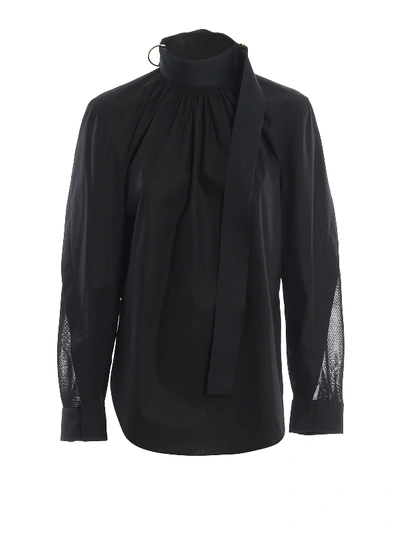 Fendi Cotton Taffeta Buckle-collar Blouse In Black