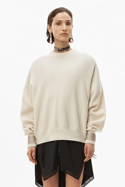 Alexander Wang Crystal Cuff Pullover In Ivory