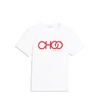 JIMMY CHOO CHOO T White Cotton T-Shirt with Red Embossed Logo Print,CHOOTS010