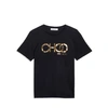 JIMMY CHOO CHOO T Black Cotton T-Shirt with Gold Embossed Logo Print,CHOOTS010