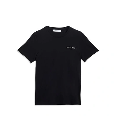 Jimmy Choo T Black Cotton T-shirt With White Embossed Logo Print In S201 Black/white