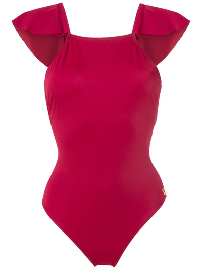 Brigitte Ruffled Back Swimsuitsw In Red