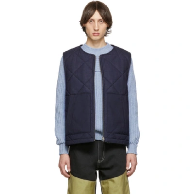 Jacquemus Romarin Quilted Padded Wool Gilet In Navy