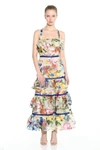 MARCHESA Floral Organza Halter Neck Maxi Dress,M28828