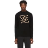 FENDI FENDI BLACK KARLIGRAPHY CREWNECK jumper