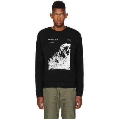 Off-white Men's Ruined Factory Graphic Crewneck Sweatshirt In Black White