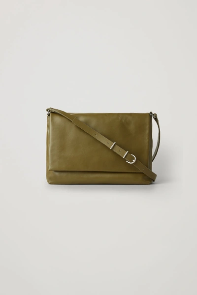 Cos Small Soft-leather Shoulder Bag In Green