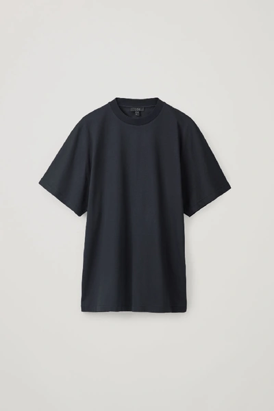 Cos Relaxed Organic-cotton T-shirt In Blue
