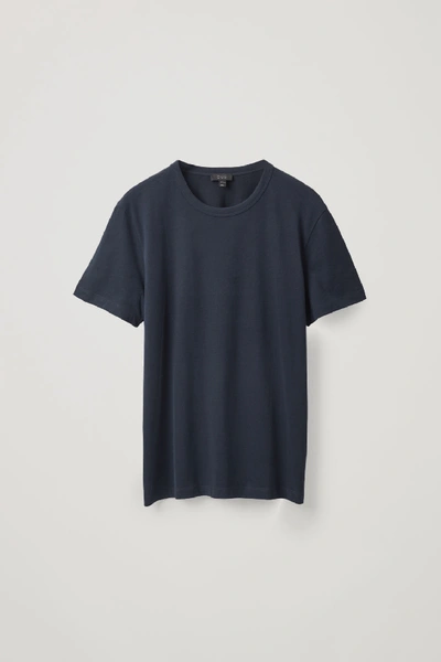 Cos Brushed Cotton T-shirt In Blue
