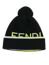 FENDI FENDI LOGO POMPOM BEANIE