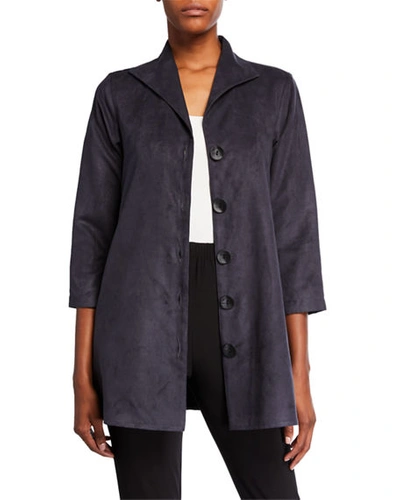 Caroline Rose Modern Faux-suede Button-front City Jacket In Gray