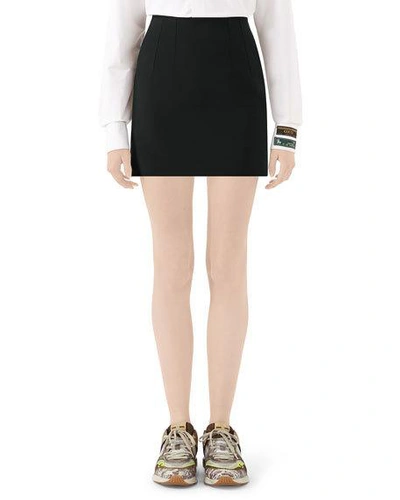 Gucci Fine Wool & Silk Cady Mini Skirt In Black