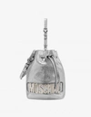 Moschino Metallic Leather Bucket Bag In Silver