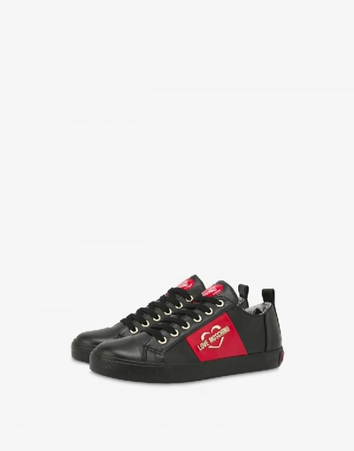 Love Moschino Sneakers With Heart And Logo In Black
