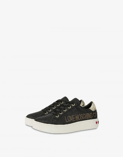 Love Moschino Glitter Sneakers With Logo In Black