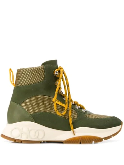 Jimmy Choo Inca/m Boots Aus Techno-netzgewebe Und Leder Mix In Armeegrün In Green