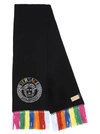 VERSACE VERSACE LOGO EMBROIDERED FRINGE TRIM SCARF