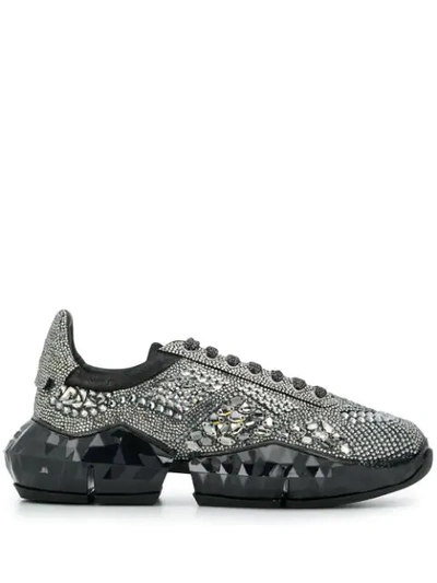 Jimmy Choo Diamond Crystal-embellished Low-top Sneakers In Black