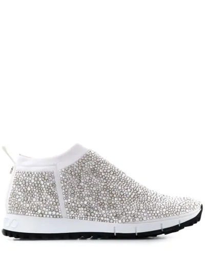 Jimmy Choo Nowary Crystal Embellished Slip-on Trainer In White Crystal