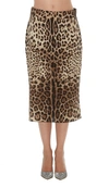 Dolce & Gabbana Leopard-print Silk-blend Charmeuse Pencil Skirt In Leo New