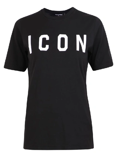 Dsquared2 Printed Icon Cotton T-shirt In Black