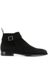 Doucal's Buckled Strap Ankle Boots In Black