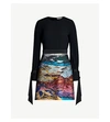 MARY KATRANTZOU LIGRETTO TIED-CUFF CREPE AND METALLIC JACQUARD MINI DRESS