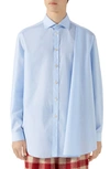 GUCCI PLEATED STRIPE BUTTON-UP SHIRT,579440ZACLH