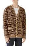 Gucci Rhombus Gg Logo-intarsia Cardigan In Brown