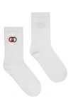 GUCCI DOUBLE G LOGO CREW SOCKS,5959114GA25