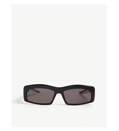 Balenciaga Womens Black Hybrid Rectangle Acetate Sunglasses