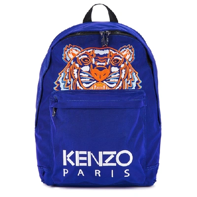 Kenzo Blue Tiger-embroidered Canvas Backpack