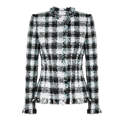 Alexander Mcqueen Checked Tweed Jacket In Blue