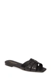 Saint Laurent Paris Women Tribute Mules In Smooth Leather In Black Leather