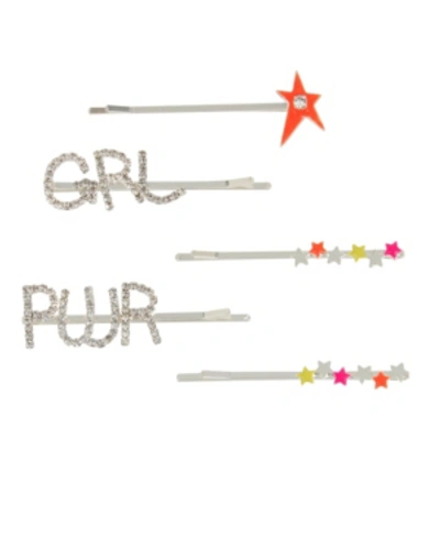 Bcbgeneration Festival "grl" & "pwr" Hair Pin Set In Silver