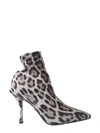 Dolce & Gabbana 90mm Leopard Stretch Jersey Ankle Boots In Animalier