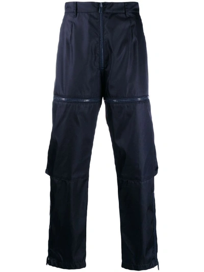 Prada Nylon Gabardine Multi Pocket Trousers In Black