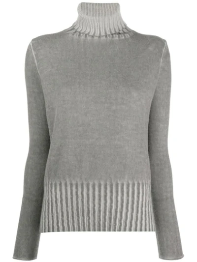 Allude Ribbed Turtleneck Jumper In Grey