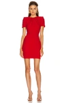 Alexander Mcqueen Leaf Crepe Draped Neck Mini Dress In Lust Red