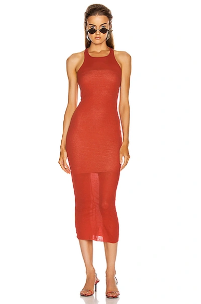 Rick Owens Tank Dress In Red In Cardinal Red