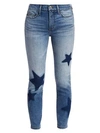 CURRENT ELLIOTT Star-Embroidered Ankle Skinny Stiletto Jeans