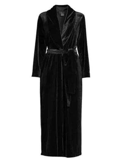 Natori Purple Dove Natalie Velvet Robe In Black