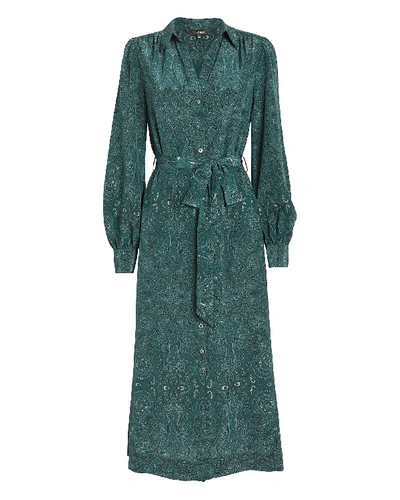 Intermix Juliana Paisley Silk Shirt Dress In Green | ModeSens